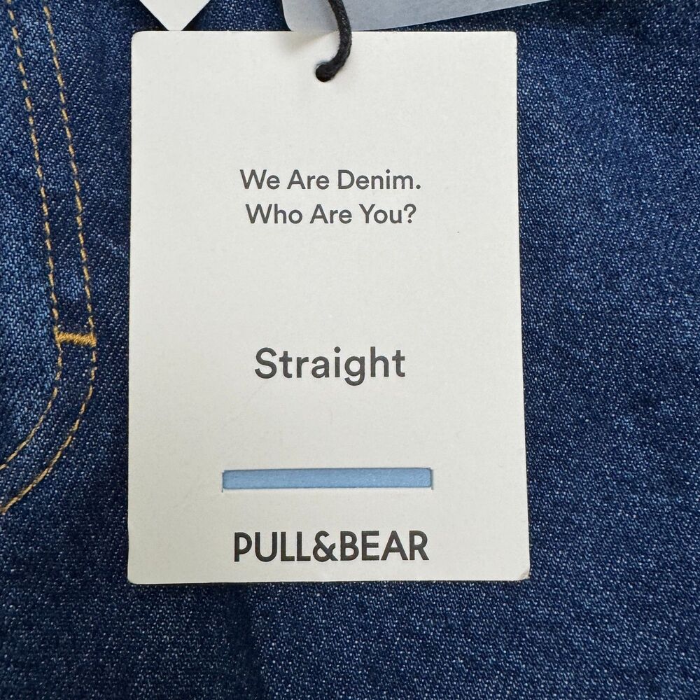 Pull & Bear Straight High Rise Full Length Denim Jeans Womens 4 26 Dark Blue NWT - Picture 7 of 16